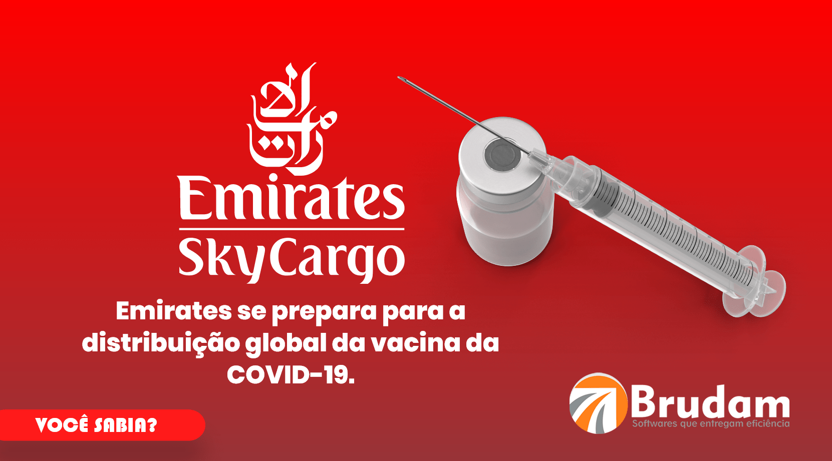 logo da Emirates SkyCargo junto com uma vacina.